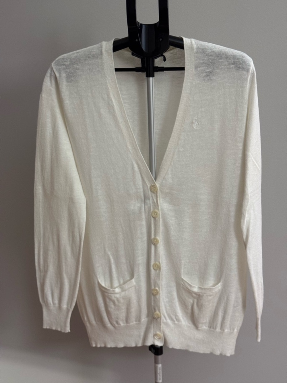 Lauren Ralph Lauren Ivory V-Neck Button Front Cardigan